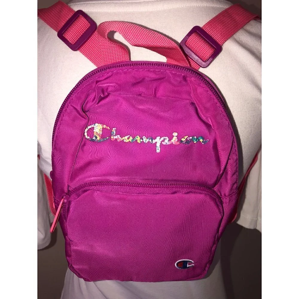 Champion Mini Backpack Adjustable Nylon Pink Straps Logo Sporty Spice Barbie